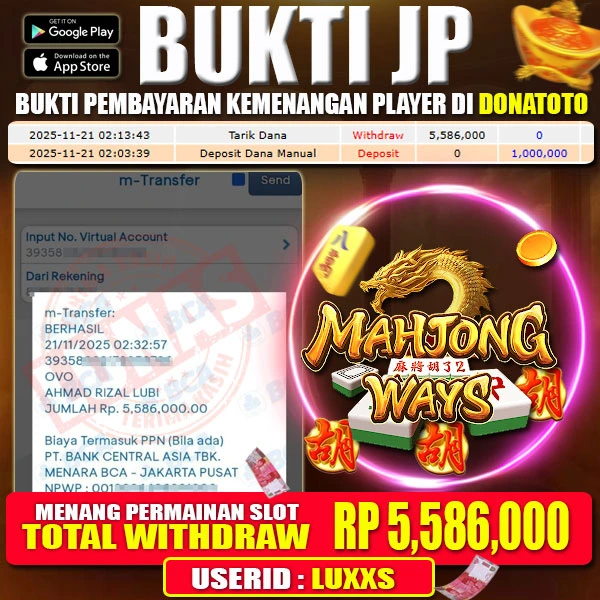 BUKTI MENANG SLOT GAMES MAHJONG WAYS  - 21 NOVEMBER 2025